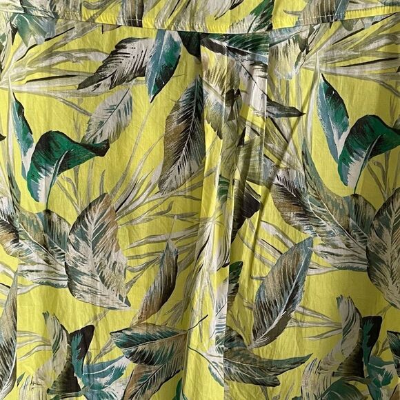 (SOLD) ZARA Tropical Print Button Front Mini Coverup Shirtdress Yellow Green M/L - Picture 5 of 12